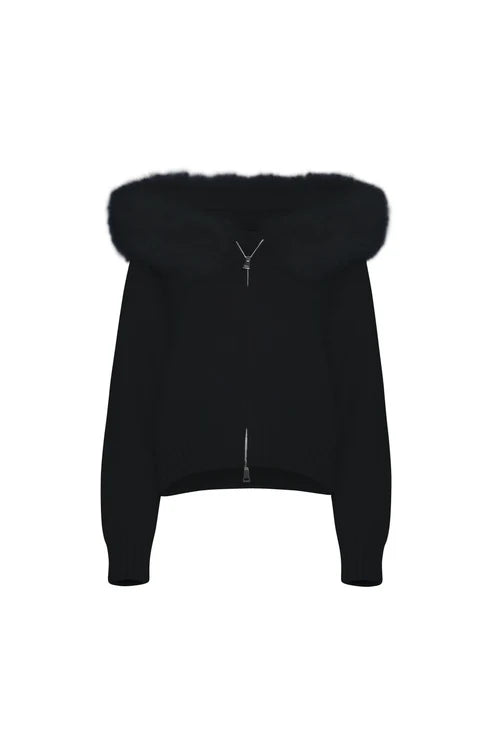 Fur Crdigan Black