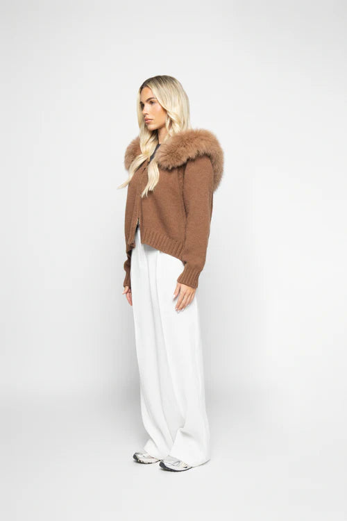 Fur Cardigan Brown