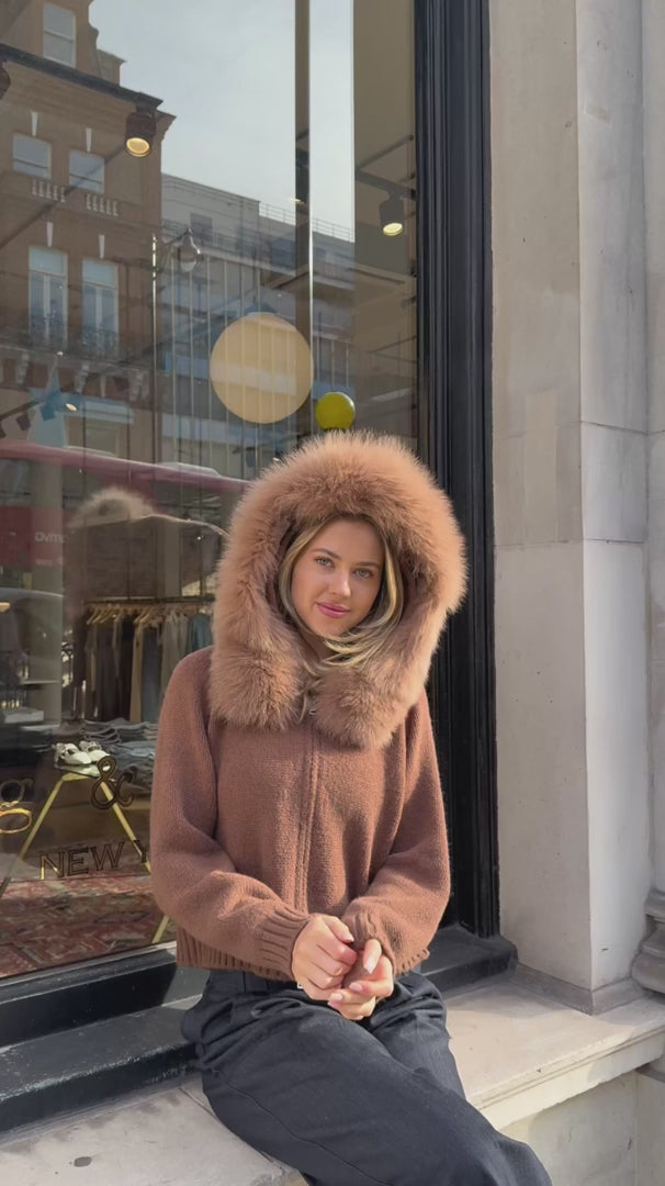 Fur Cardigan Brown